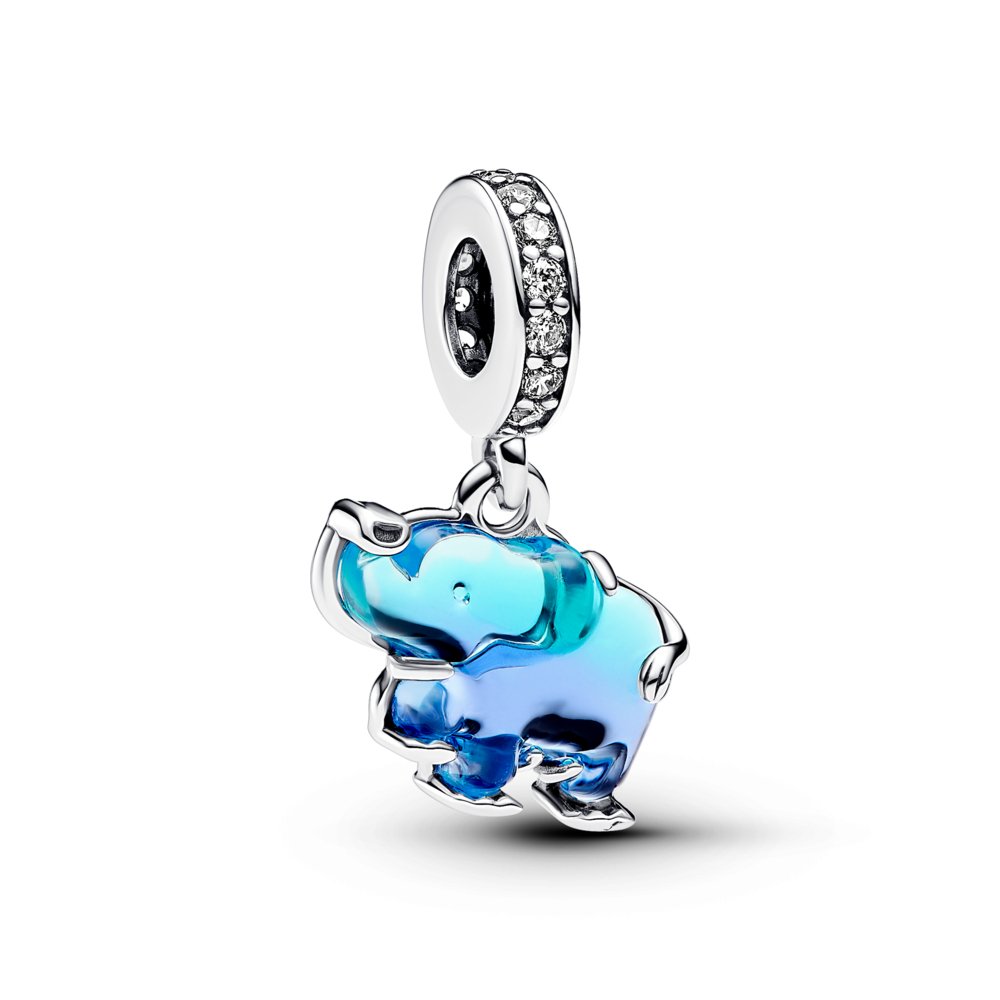 Blue Murano Glass Elephant Dangle Charm|Charms & Pendants - Alissar Flowers Amman