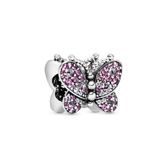 Butterfly silver charm with cerise, pink mist crystal and clear cubic zirconia|Charms & Pendants - Alissar Flowers Amman