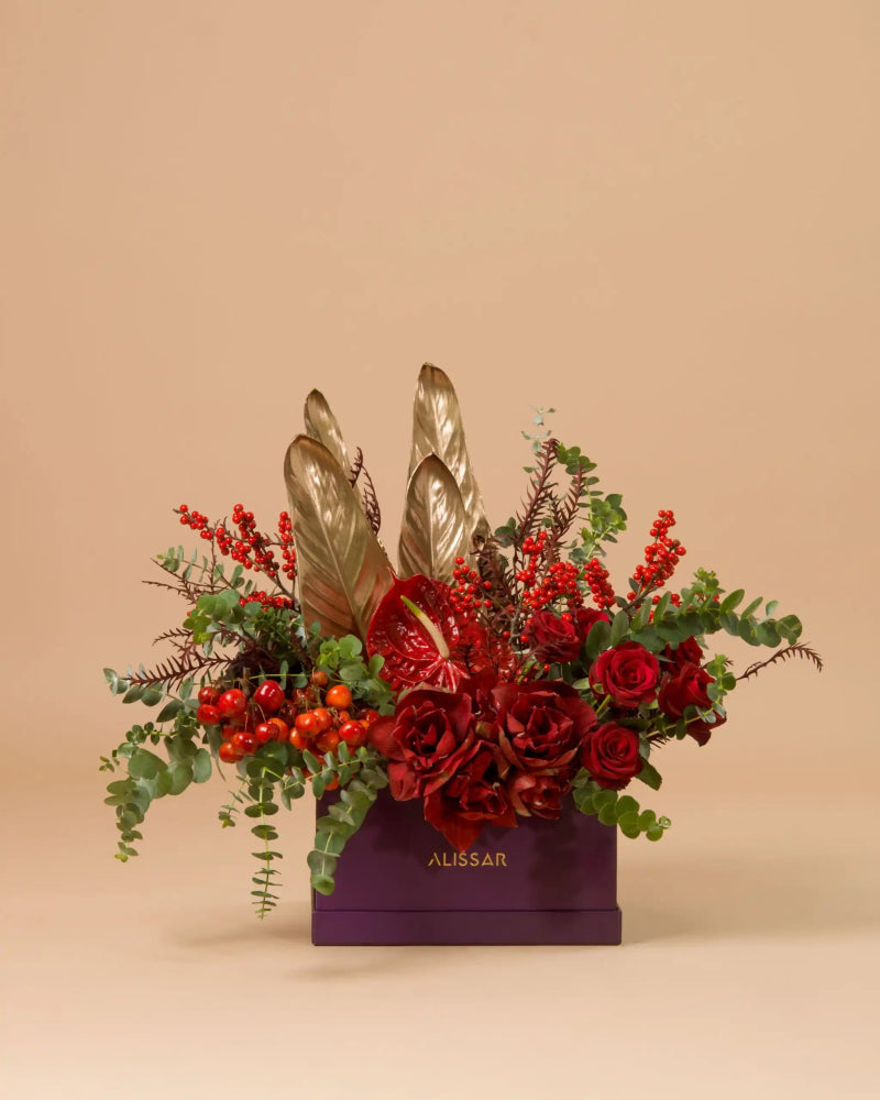 Crimson Ember|Cardboard Box - Alissar Flowers Amman