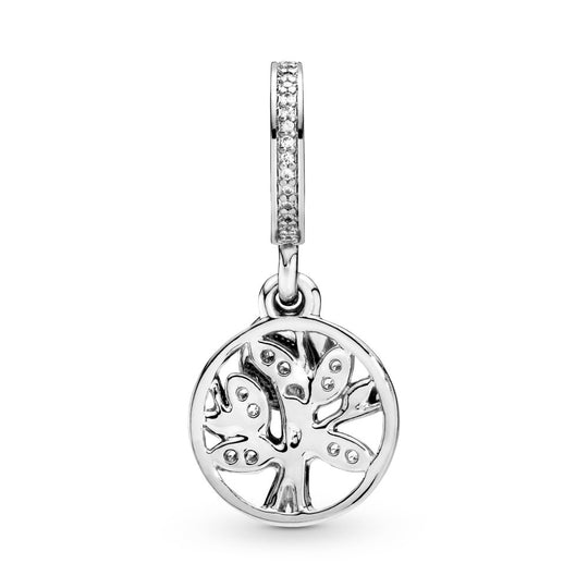 Family tree silver dangle with 14k and clear cubic zirconia|Charms & Pendants - Alissar Flowers Amman