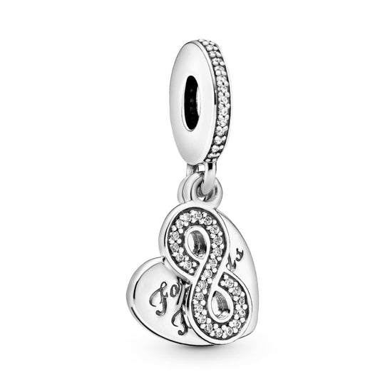 Forever friends heart silver dangle with clear cubic zirconia|Charms & Pendants - Alissar Flowers Amman