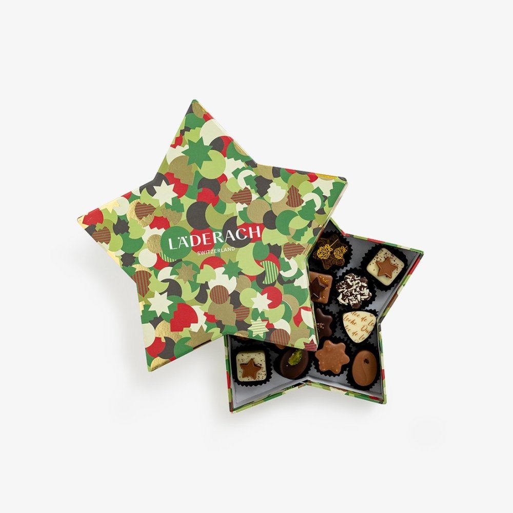 Läderach - Praline Christmas Star Assorted, 18pcs|Chocolate - Alissar Flowers Amman