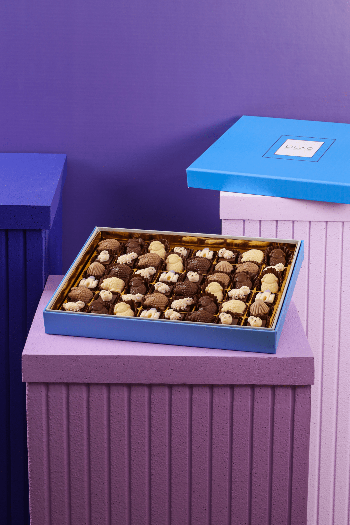 Lilac - Eid Box Chocolate Bonbon - 48 pieces type | Alissar Flowers