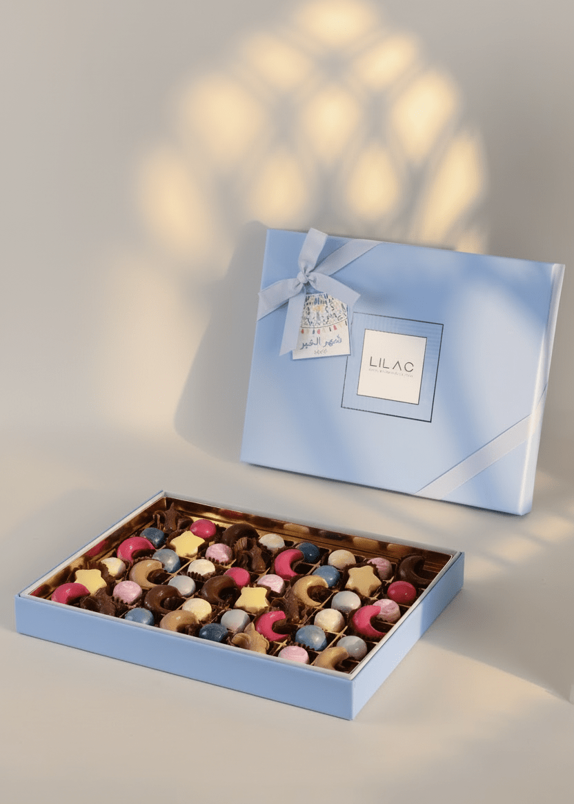 Lilac - Ramadan Bonbon Chocolate Box - 48 pieces type | Alissar Flowers