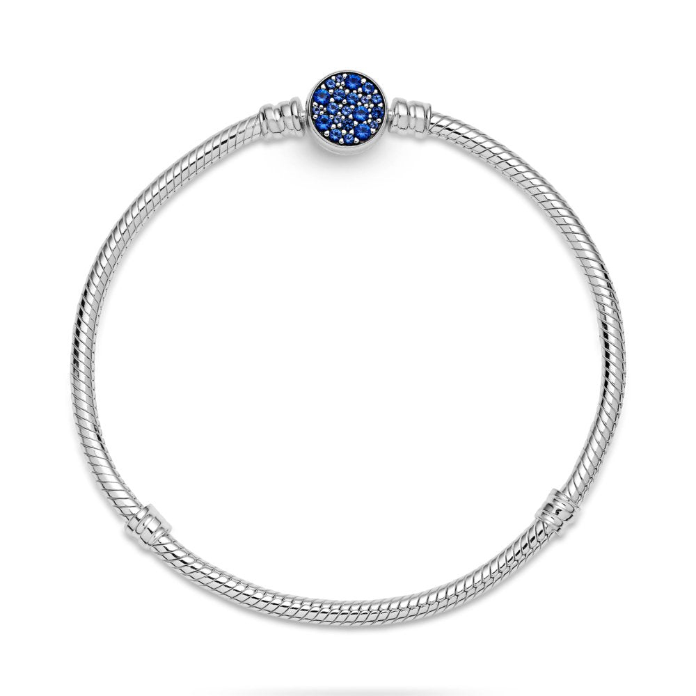 Pandora Moments Sparkling Blue Disc Clasp Snake Chain Bracelet|Bracelets - Alissar Flowers Amman