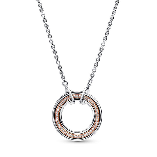 Pandora Signature Two tone Logo & Pavé Necklace|Necklaces - Alissar Flowers Amman