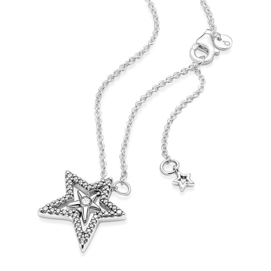 Pavé Asymmetric Star Collier Necklace|Necklaces - Alissar Flowers Amman