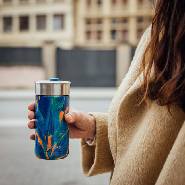 Quokka Thermal StainleSS Steel Coffee/tea Tumbler With Infuser Blue Jungle 400 Ml|Coffee Tumbler - Alissar Flowers Amman