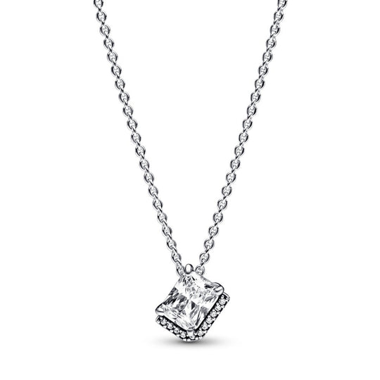 Rectangular Sparkling Halo Collier Necklace|Necklaces - Alissar Flowers Amman