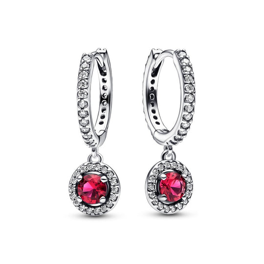 Red Round Sparkling Hoop Earrings|Earrings - Alissar Flowers Amman