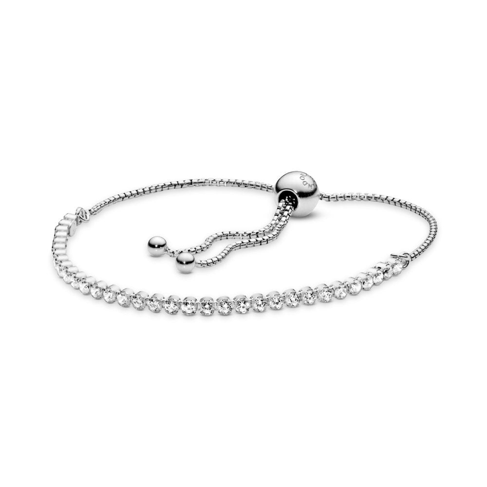 Rhodium plated silver bracelet with clear cubic zirconia|Bracelets - Alissar Flowers Amman