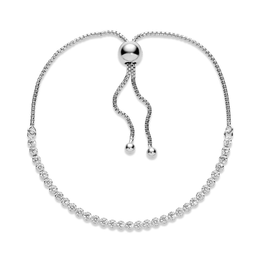 Rhodium plated silver bracelet with clear cubic zirconia|Bracelets - Alissar Flowers Amman