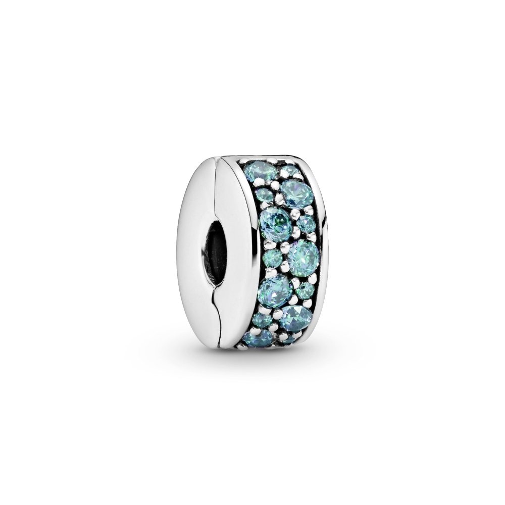 Silver clip with teal cubic zirconia and silicone grip|Charms & Pendants - Alissar Flowers Amman