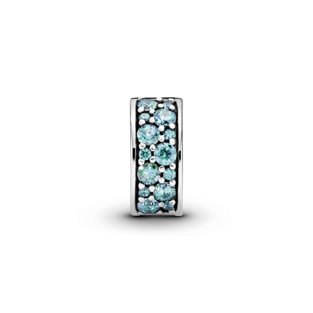 Silver clip with teal cubic zirconia and silicone grip|Charms & Pendants - Alissar Flowers Amman