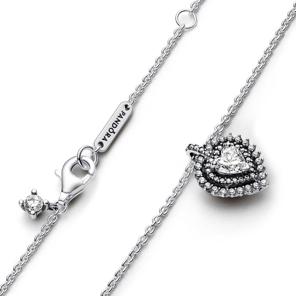 Sparkling Heart Halo Pendant Necklace|Necklaces - Alissar Flowers Amman