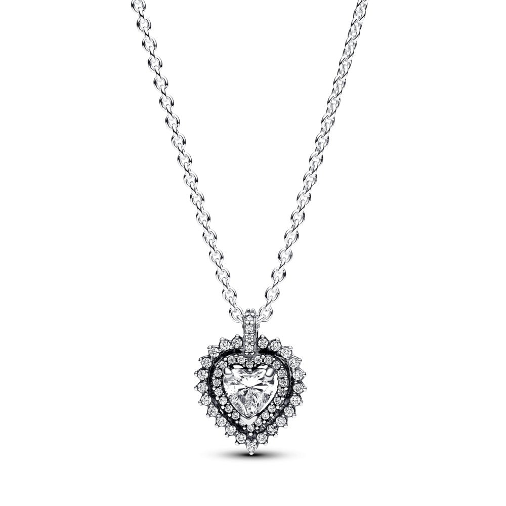 Sparkling Heart Halo Pendant Necklace|Necklaces - Alissar Flowers Amman