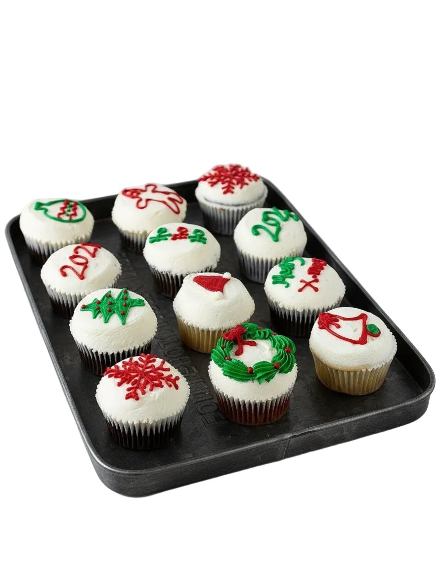 Sugar Daddy's Dozen Christmas White Design Cupcakes type | Alissar Flowers