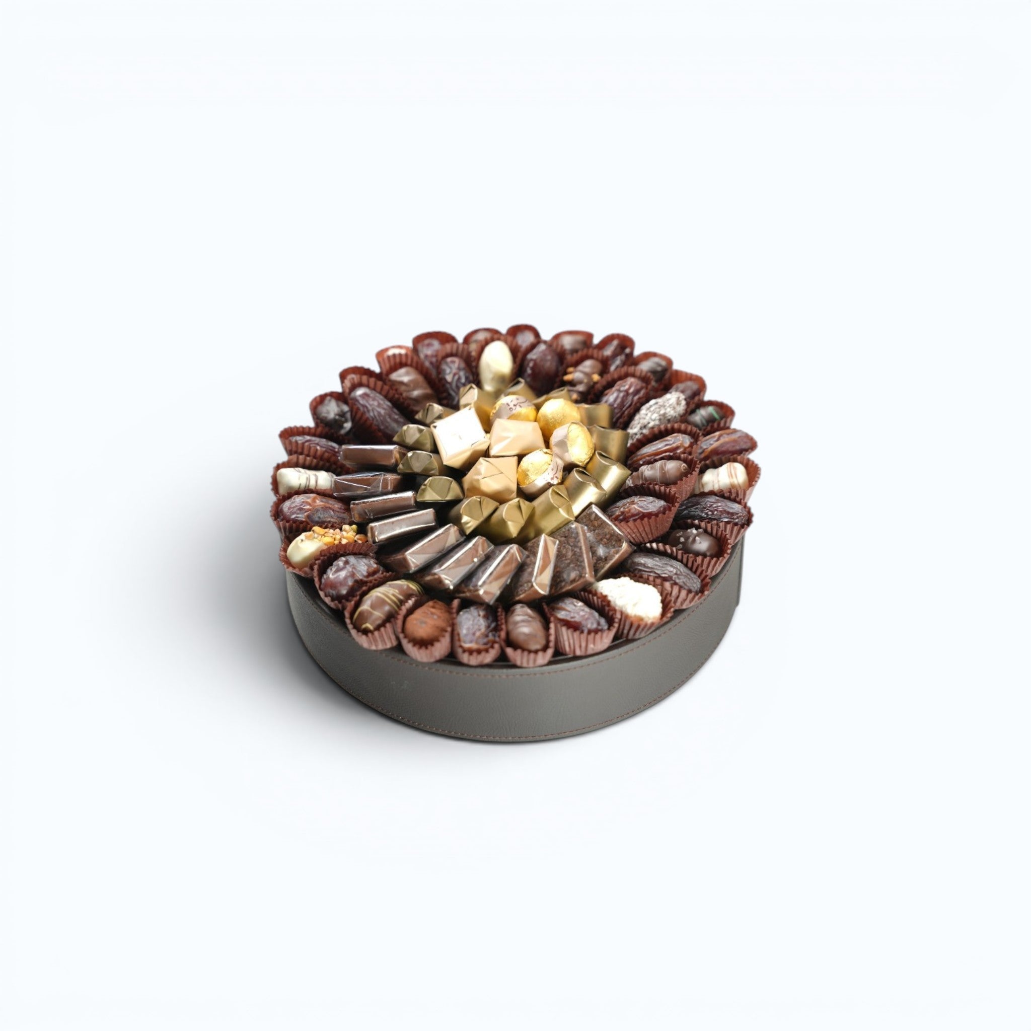 Swia - Black Leather Plate Gift With Chocolate type | Alissar Flowers