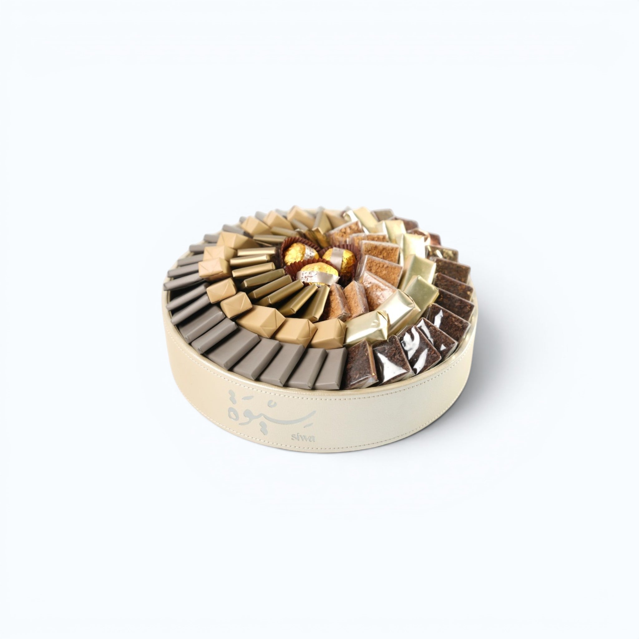 Swia - Off - white Leather Plate Gift With Chocolate type | Alissar Flowers
