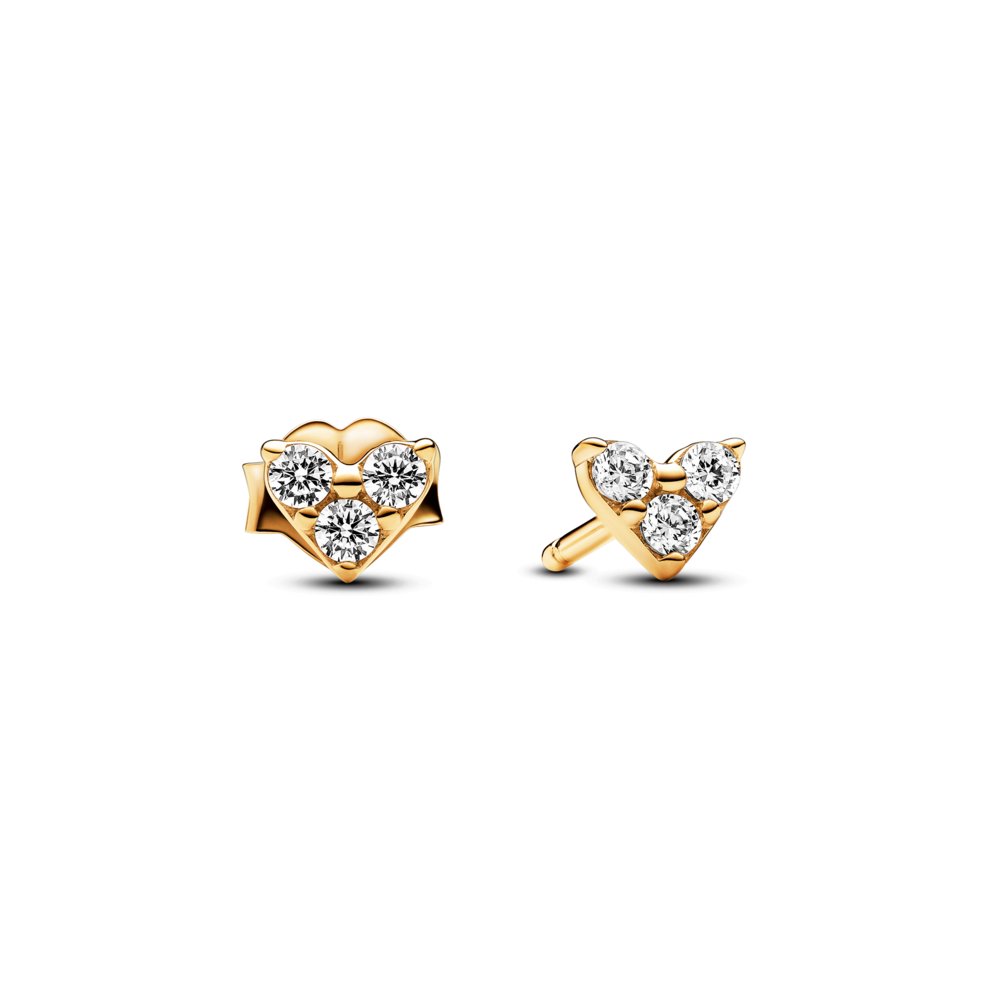 Triple Stone Heart Stud Earrings|Earrings - Alissar Flowers Amman