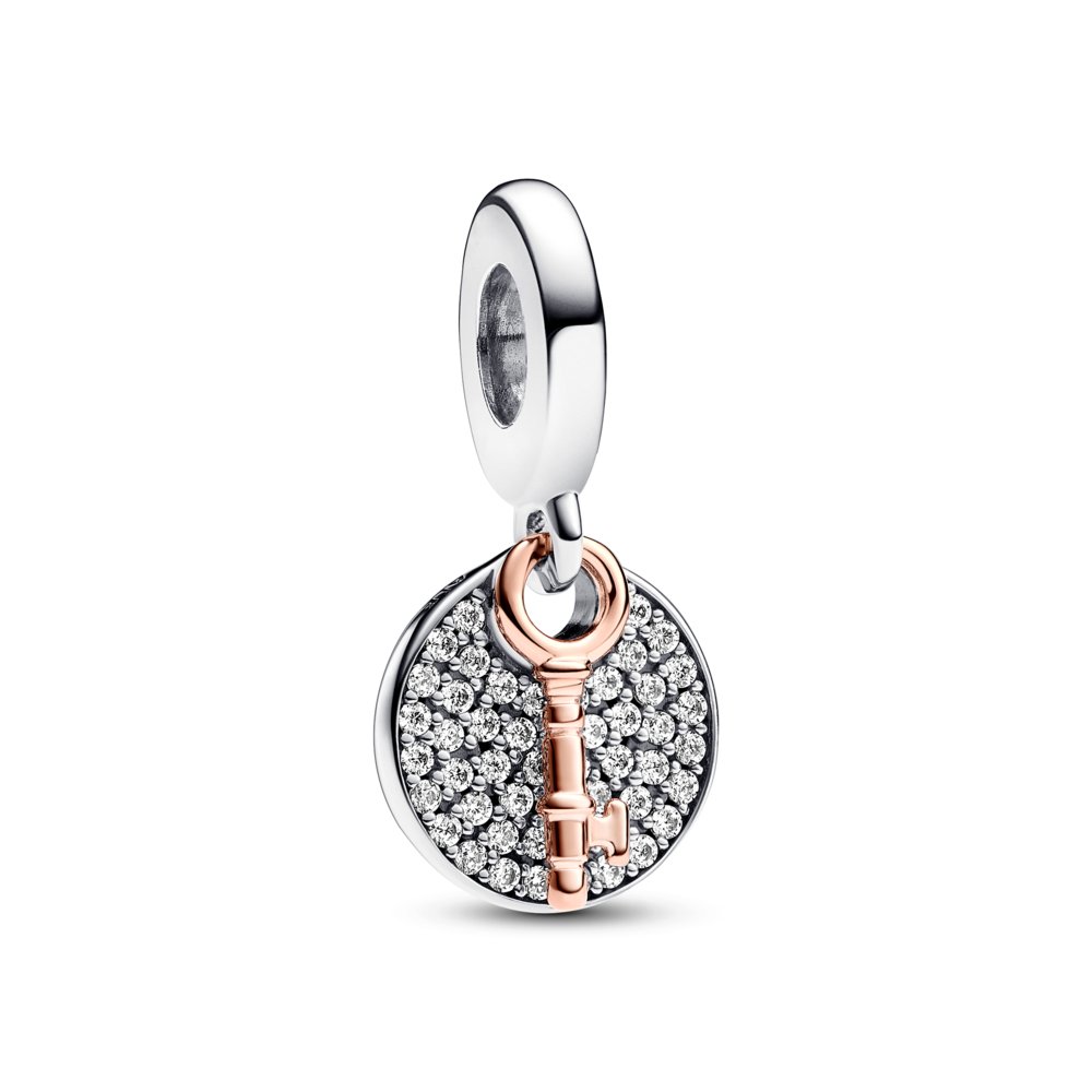 Two - tone Key to Happiness Double Dangle Charm|Charms & Pendants - Alissar Flowers Amman