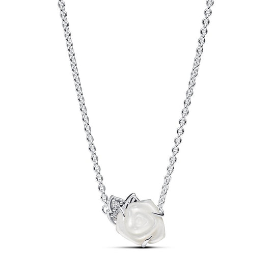 White Rose in Bloom Collier Necklace|Necklaces - Alissar Flowers Amman