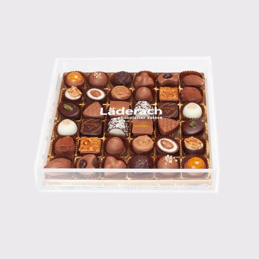 Läderach - Plexi Box of 36 Assorted Praline Chocolates - Alissar Flowers Amman